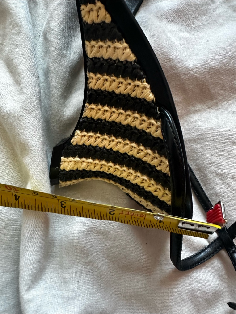 NEw Aldo Strappy Raffia Wedge Sandals Black Beige Resort Heels US 6 - Picture 8 of 9